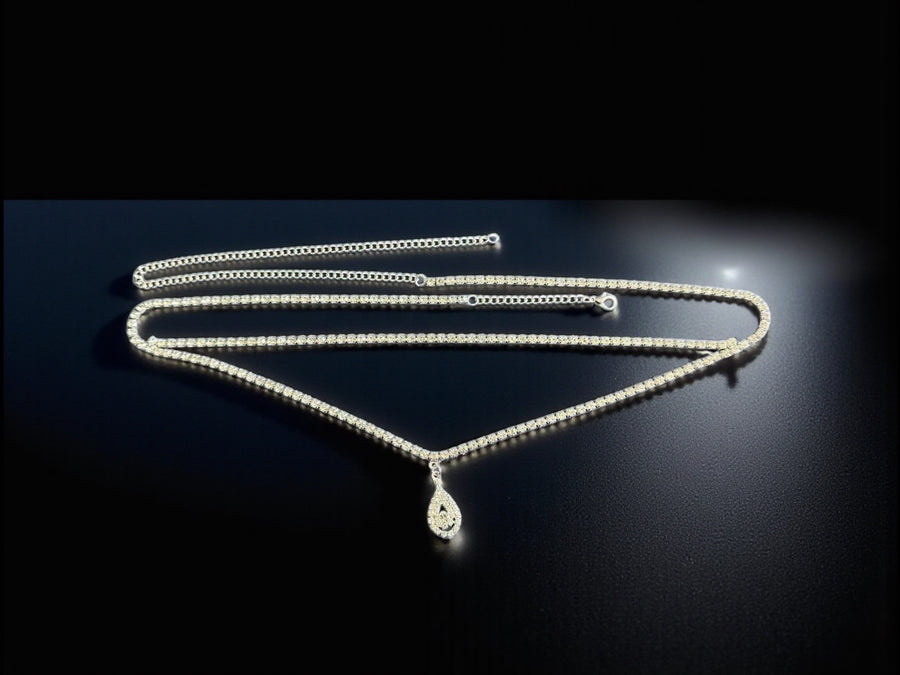 Taillenkette „Water Drop“ – zarte Body Chain mit Tropfen-Anhänger, Gold/Silber, verstellbar