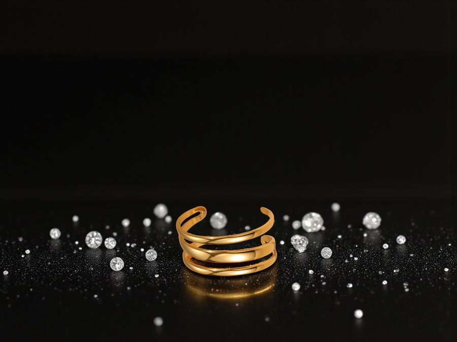 Minimalistischer Open-Cuff Armreif – Edelstahl | 18K vergoldet