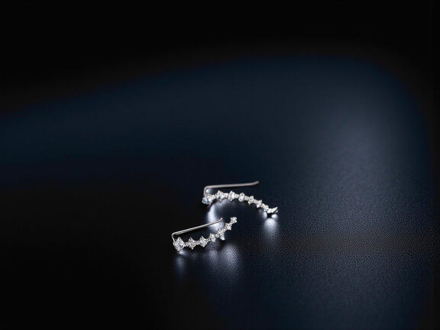 Ear-Climber Ohrringe „Linéa“ – Zirkonia | 925er Silberstecker (Gold/Silber)