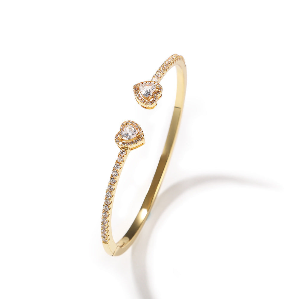 Heart Duo Cuff – Verstellbares Herz-Armband mit Zirkonia | Beauty Visions