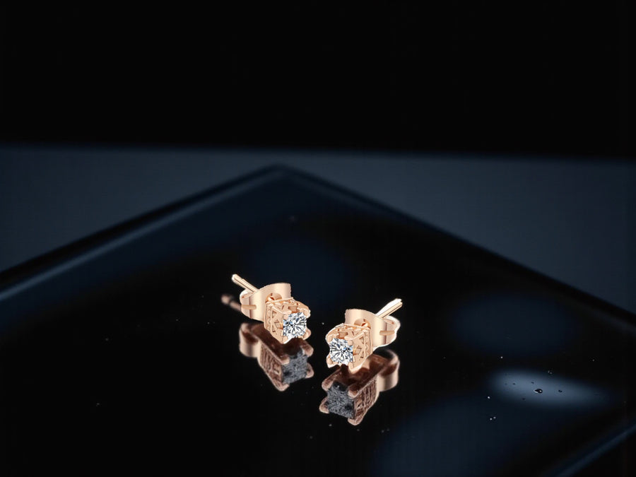 "Four-claw Stud Earrings Zircon Micro-inlaid White Gold Plated" - Beauty Visions