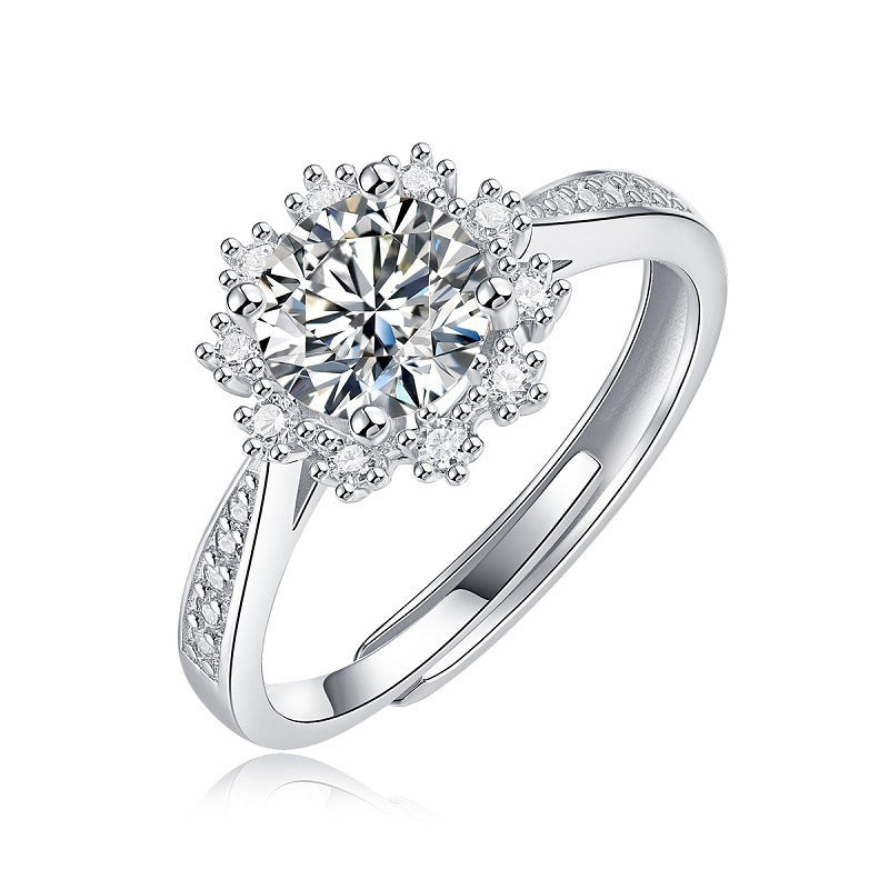 S925 Silberring »Ice & Snow« – verstellbarer Pavé-Cluster Damenring