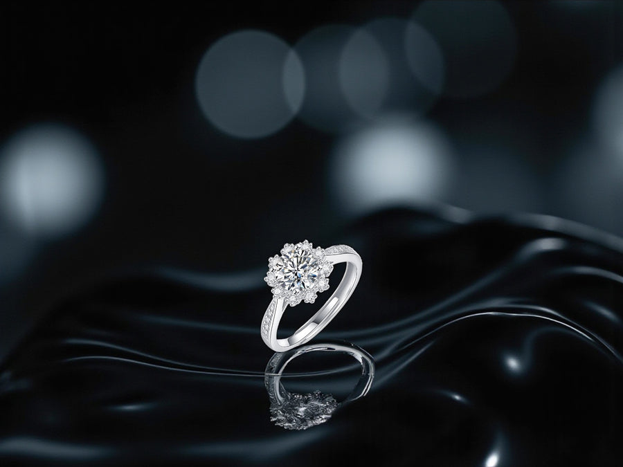 S925 Silberring »Ice & Snow« – verstellbarer Pavé-Cluster Damenring