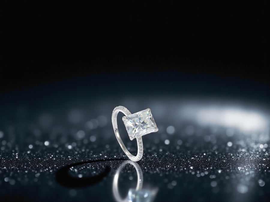 4 Karat Radiant925 Silber Moissanit-Ring