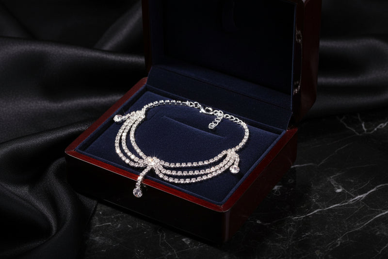 Women’s Trendy Rhinestone Multi-layer Anklet – Mehrlagiges Fußkettchen mit Strass