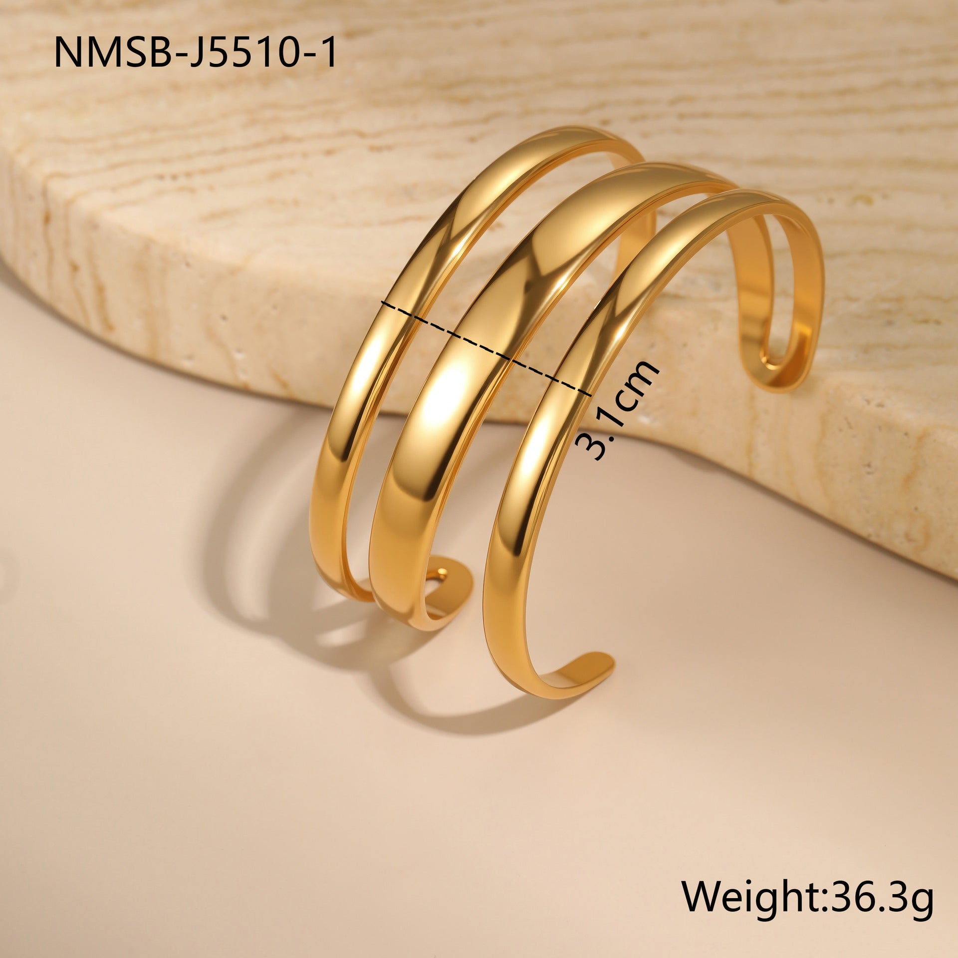 Minimalistischer Open-Cuff Armreif – Edelstahl | 18K vergoldet