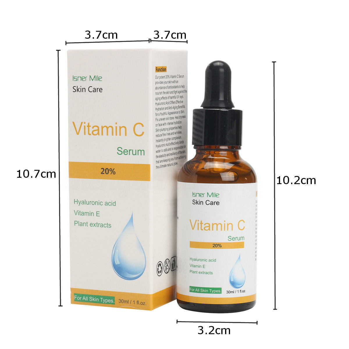 Vitamin C Gesichtsserum – Hautpflege gegen Pigmentflecken, unebenen Hautton & Hautalterung, spendet Feuchtigkeit & strafft (30ml)