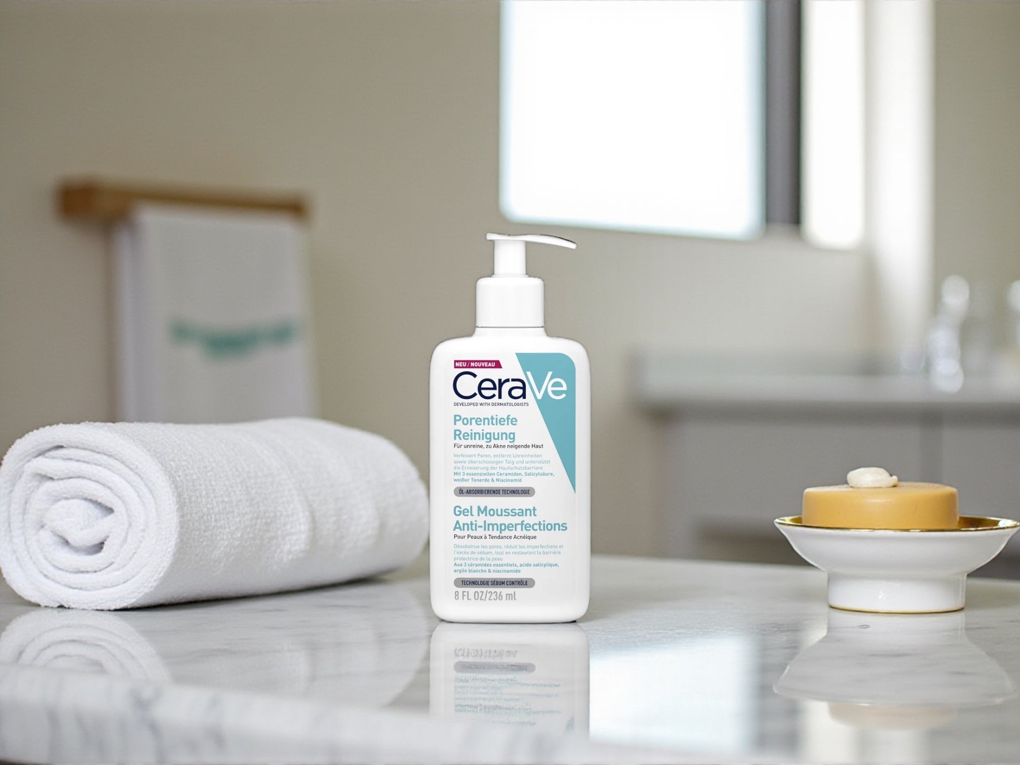CeraVe Porentiefe Reinigung Gel – Sanftes Gesichtsreinigungsgel für unreine Haut | Entfernt Make-up & überschüssiges Fett