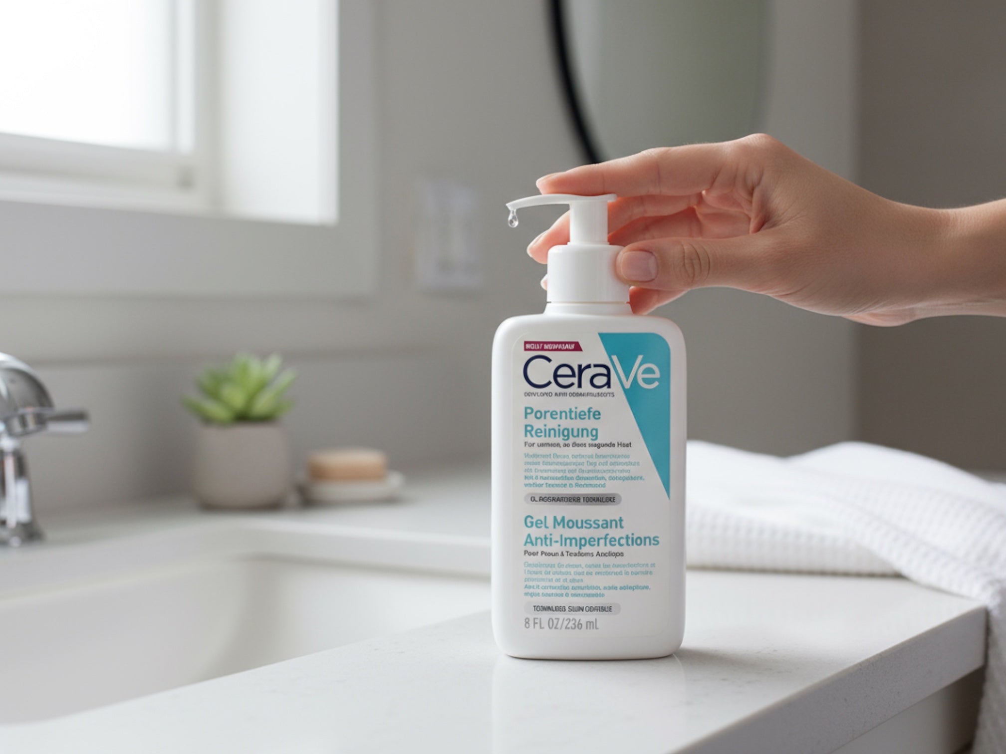 CeraVe Porentiefe Reinigung Gel – Sanftes Gesichtsreinigungsgel für unreine Haut | Entfernt Make-up & überschüssiges Fett
