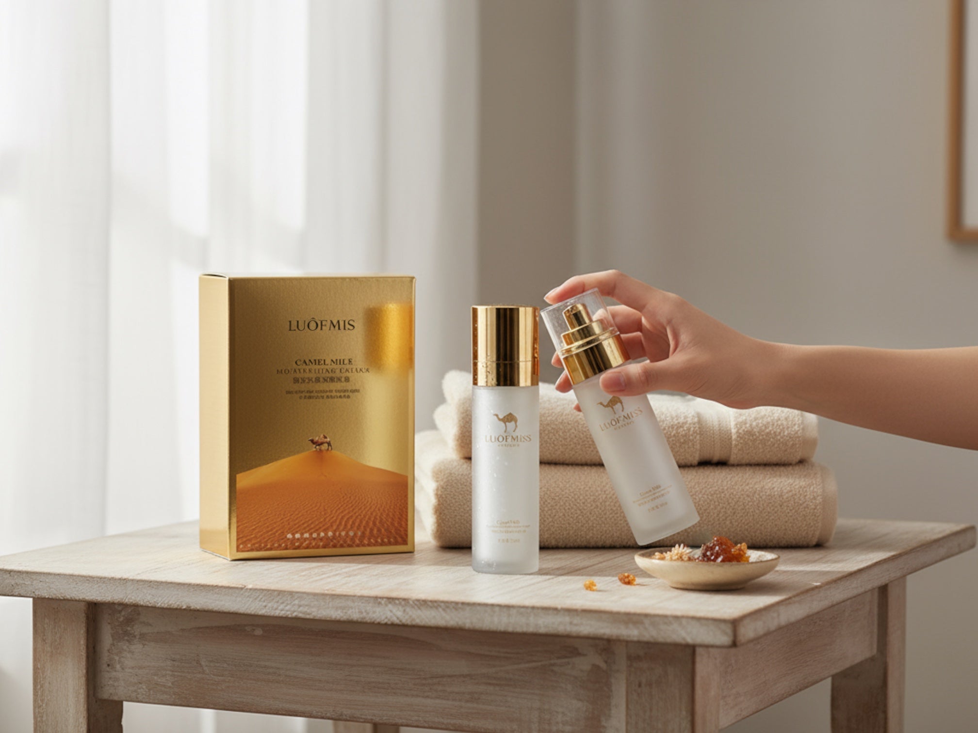 Camel Milk Moisturizing Set – Gesichtspflege-Set mit Kamelmilch & Hyaluronsäure | Feuchtigkeit & Regeneration für trockene Haut