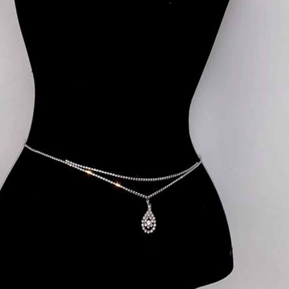 Mehrreihige Strass-Taillenkette – Body Chain in Gold oder Silber, verstellbar