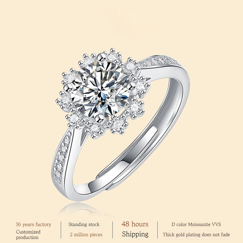 S925 Silberring »Ice & Snow« – verstellbarer Pavé-Cluster Damenring