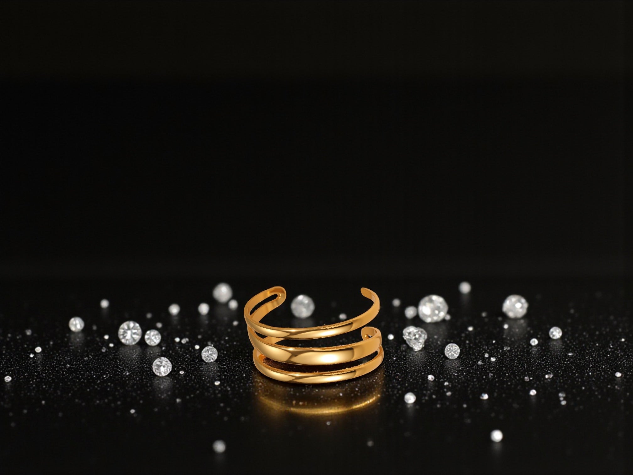 Minimalistischer Open-Cuff Armreif – Edelstahl | 18K vergoldet