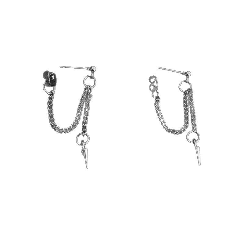 Long &amp; Simple Rivet Chain earrings in hip-hop style 