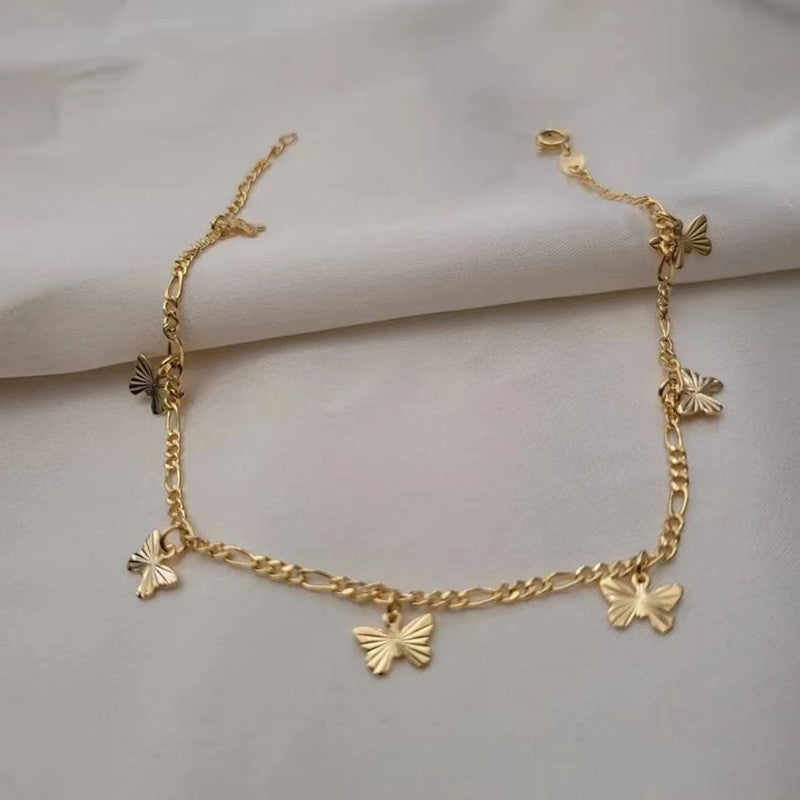 Butterfly anklet – 3-piece set in gold &amp; silver 
