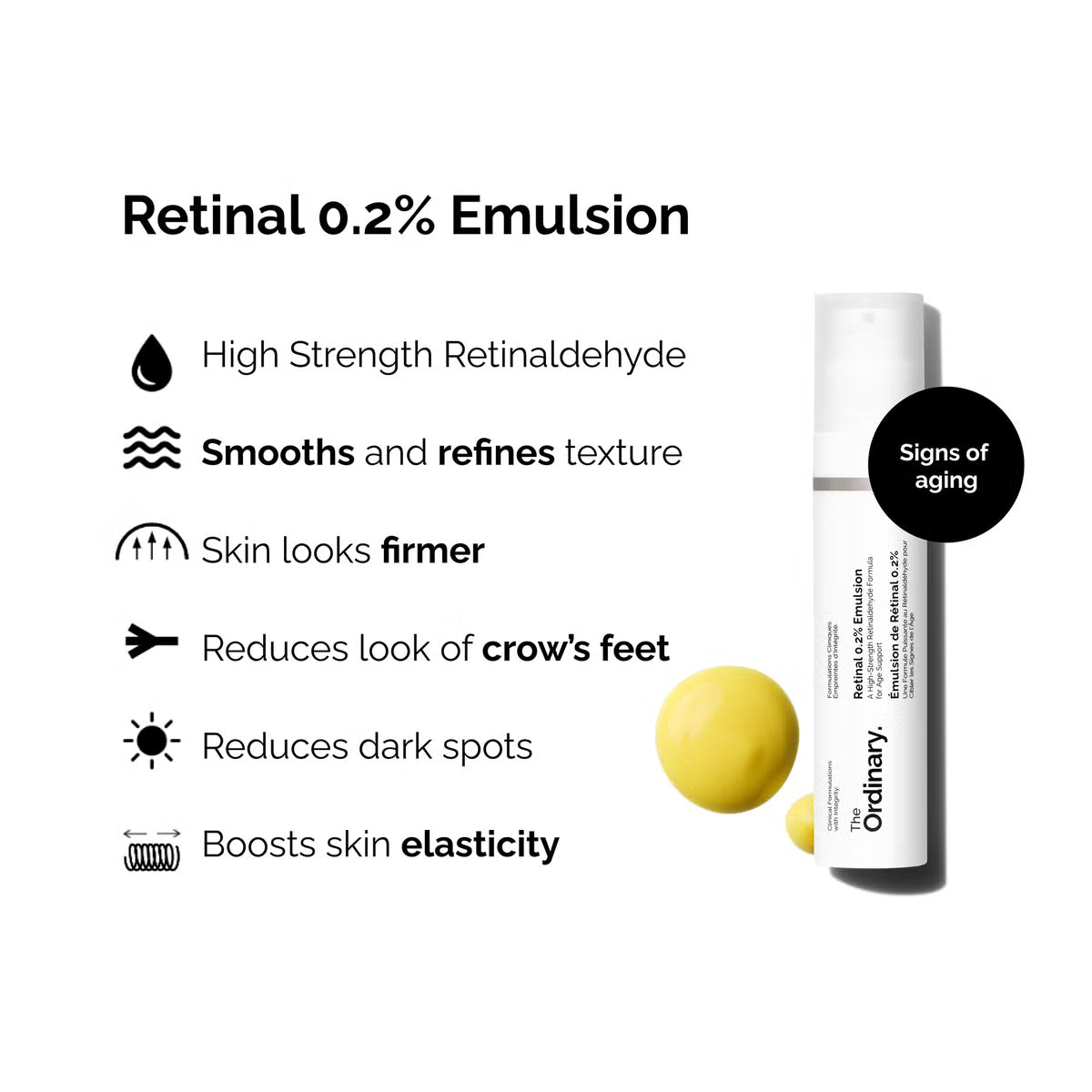 The Ordinary Retinal 0.2% Emulsion 15ml – Anti-Aging Serum gegen Falten | Glättet Haut & unterstützt Zellerneuerung