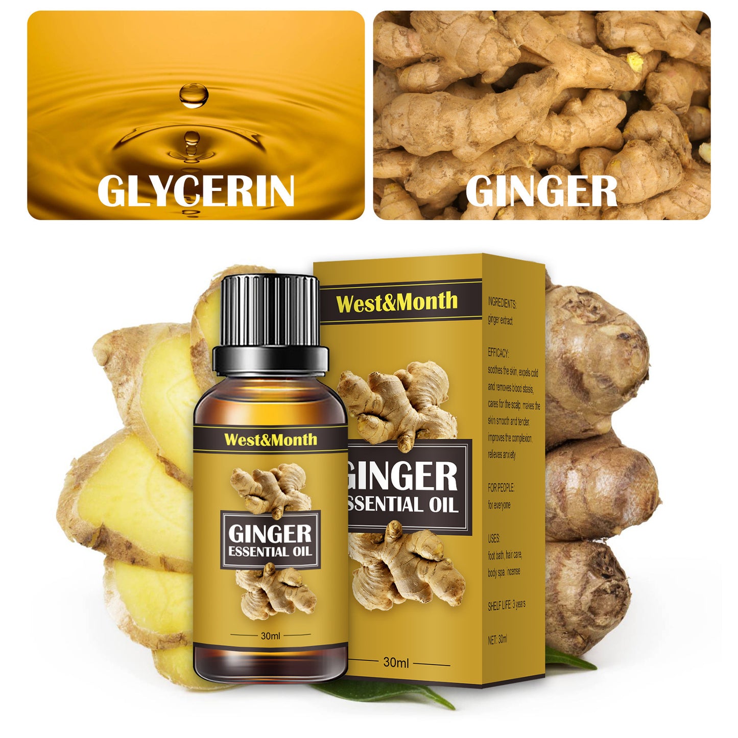 Moisturizing Slimming Body Oil mit Ingwer-Extrakt – Hautstraffendes Körperöl 30 ml