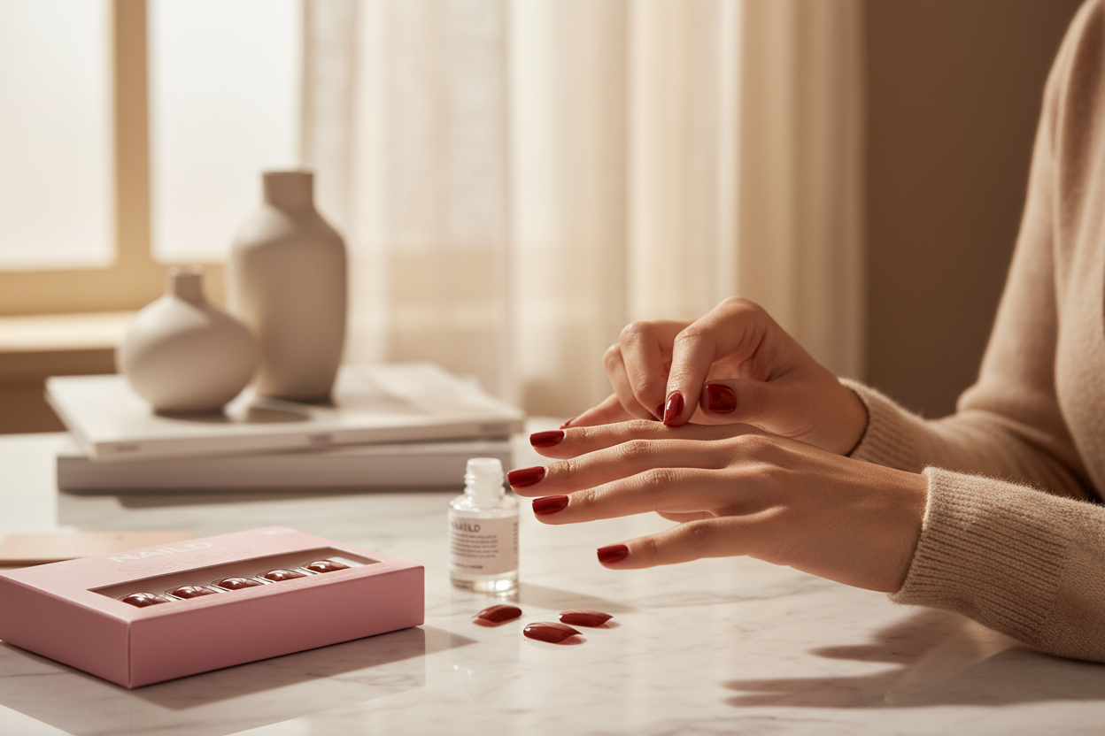 NAILD – Dark Rose Short XS Softgel Press-On Nails | Intensive Farbe, eleganter Look, perfekter Halt