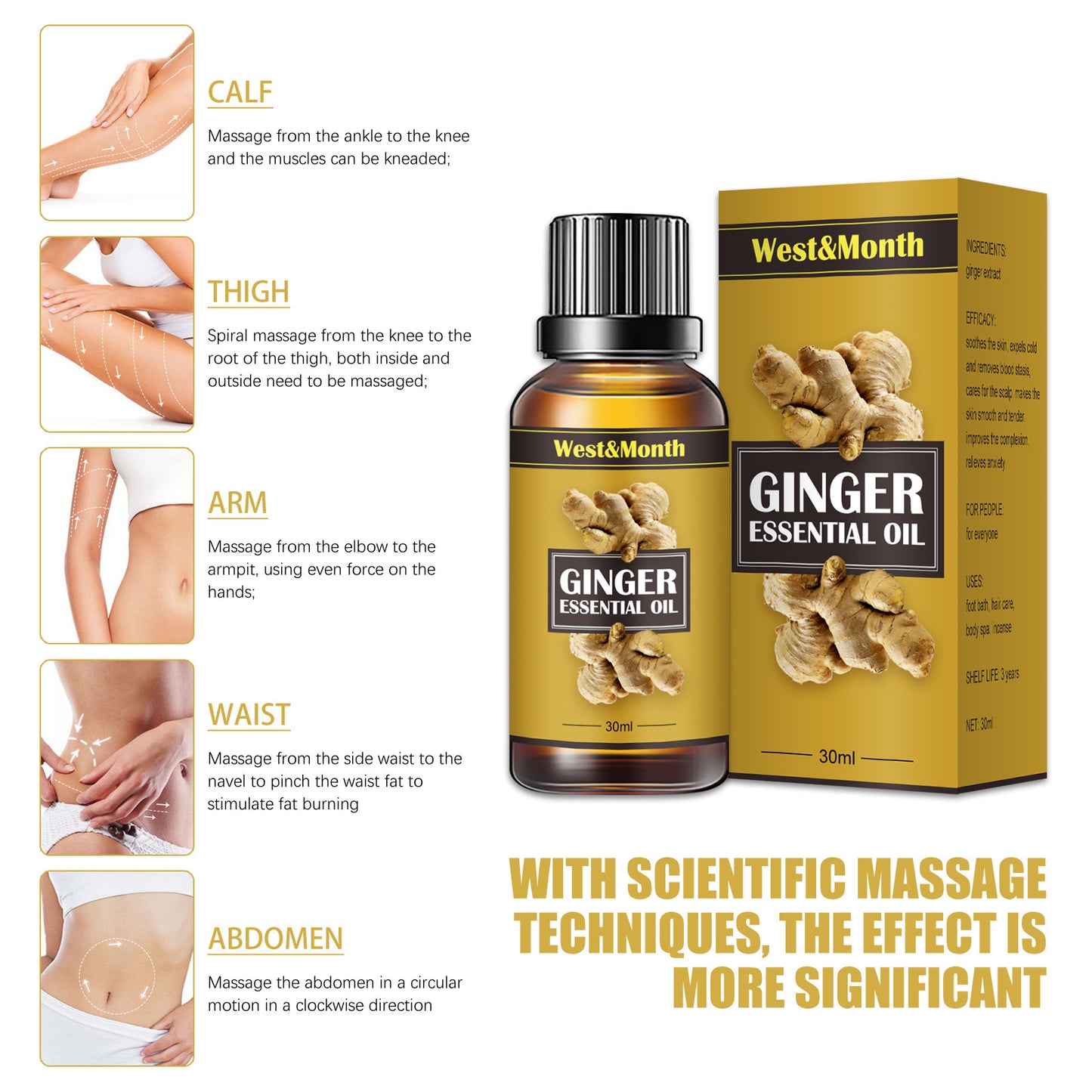Moisturizing Slimming Body Oil mit Ingwer-Extrakt – Hautstraffendes Körperöl 30 ml