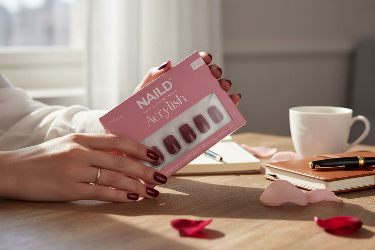 NAILD – Wine Short S Square Softgel Press-On Nails | Tiefes Weinrot, edel & zeitlos