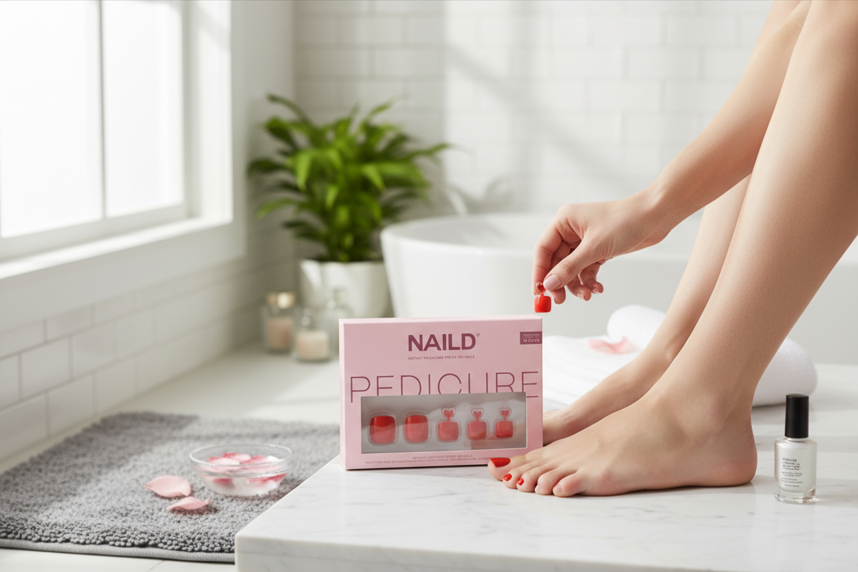NAILD – Red Toe Softgel Press-On Nails | Klassische rote Pediküre in Minuten