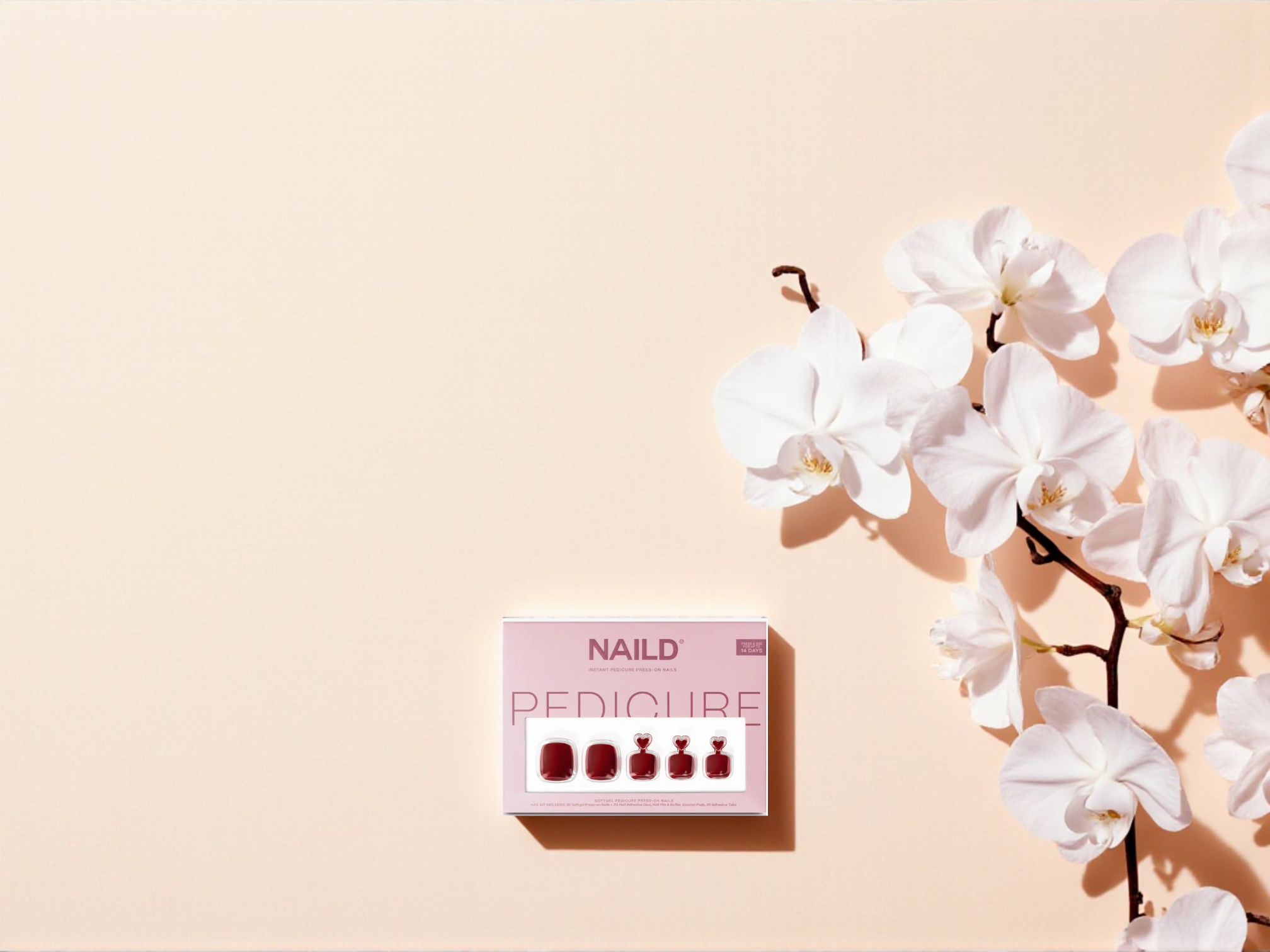 NAILD – Dark Red Toe Softgel Press-On Nails | Elegante Pediküre in tiefem Rot