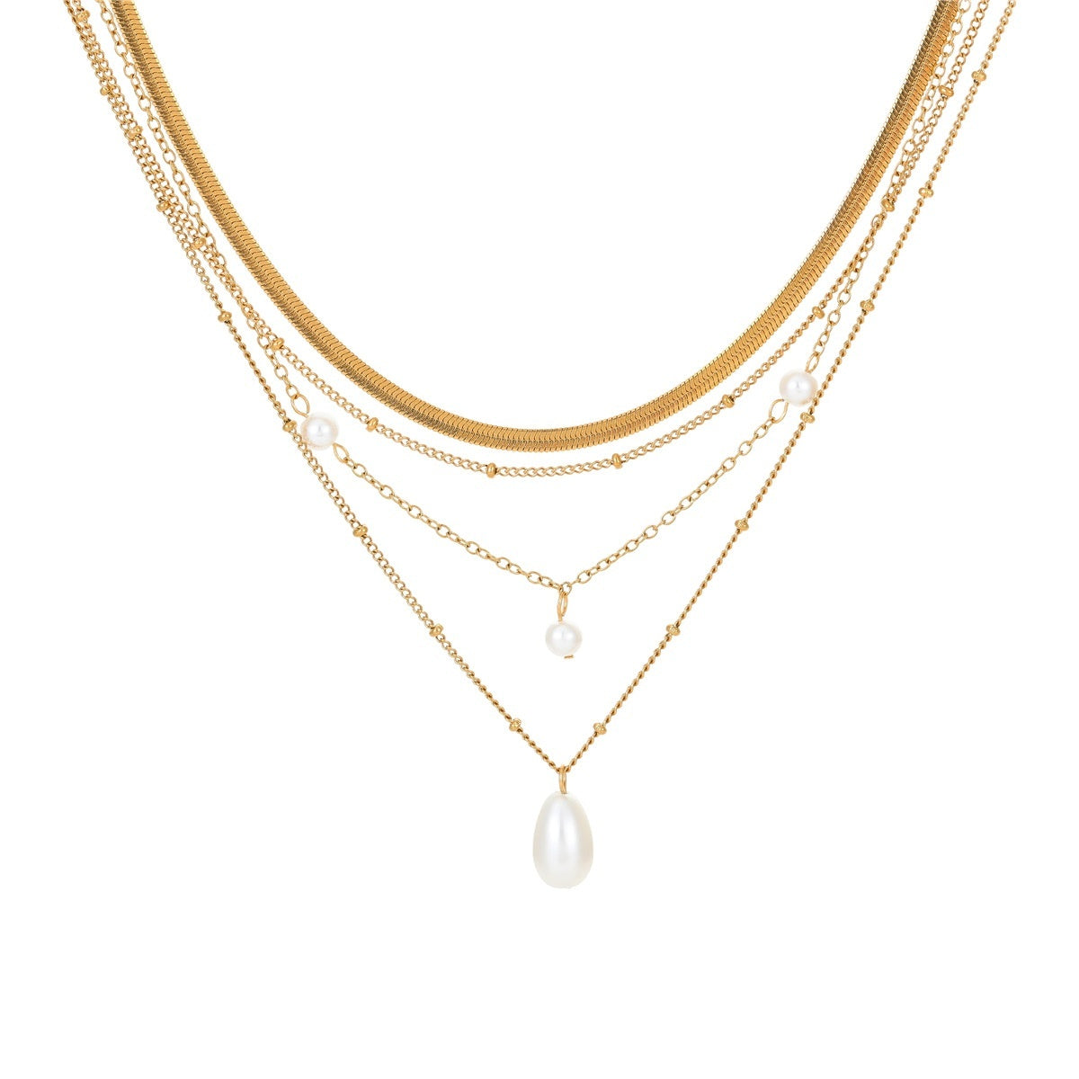 stylish layered necklace with pearl pendant-Beauty Visions 