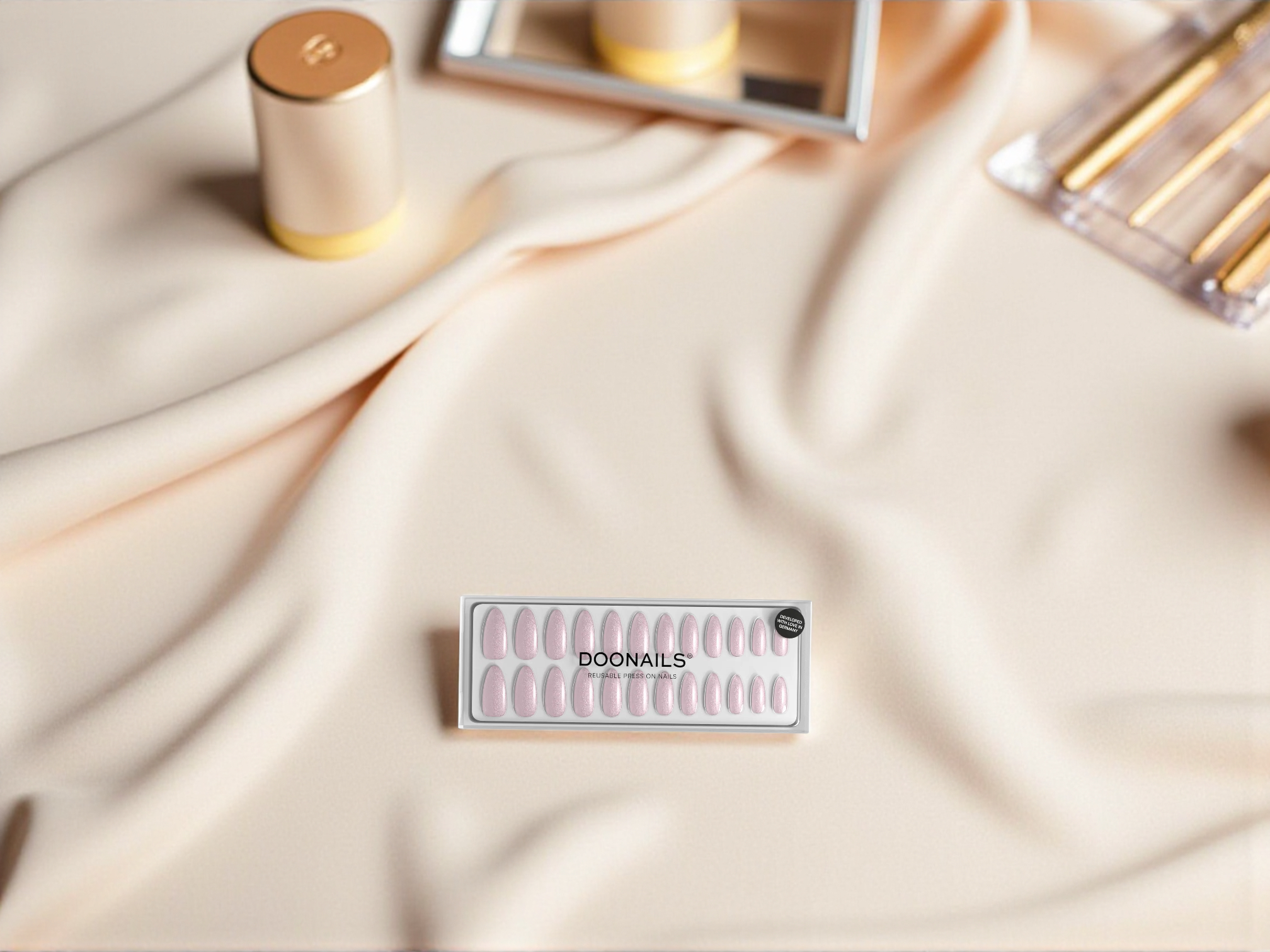 DOONAILS Soft Gel Press Ons „Rose Cateye“ – Medium Almond (30 Stk.)