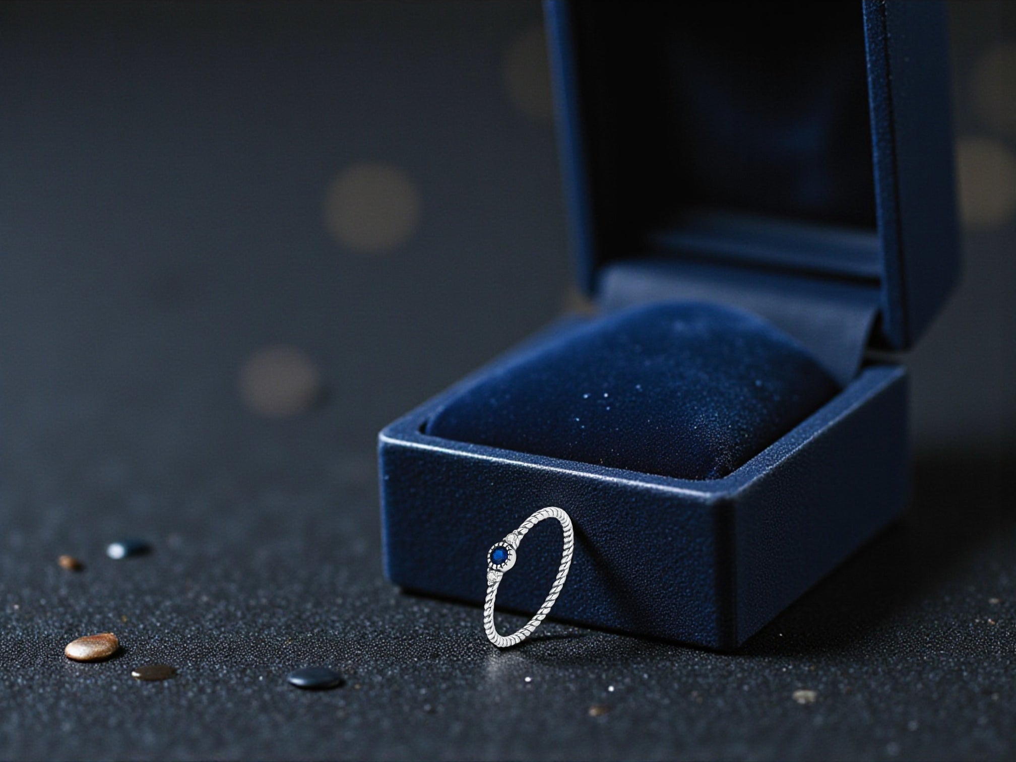 Mysterious Blue Ring In 925 Sterling Silversimple Yet Vintage