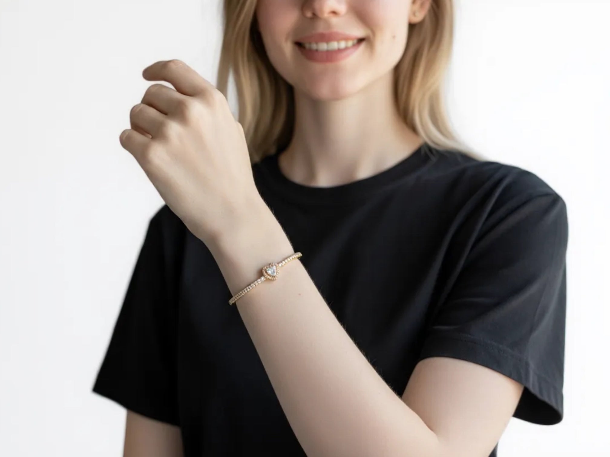 Heart Duo Cuff – Verstellbares Herz-Armband mit Zirkonia | Beauty Visions