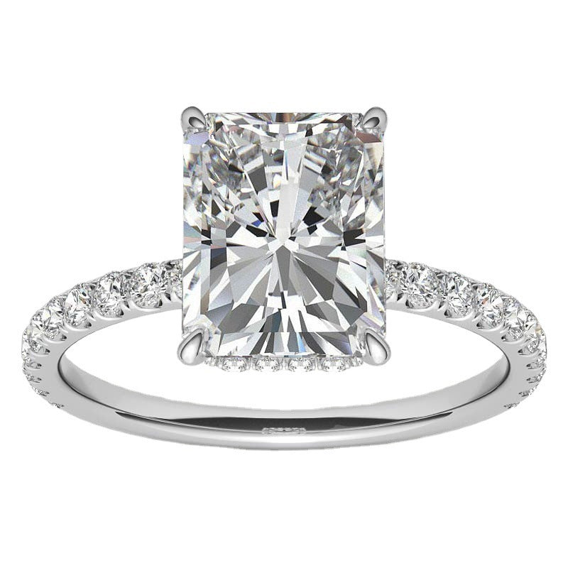 4 Karat Radiant925 Silber Moissanit-Ring