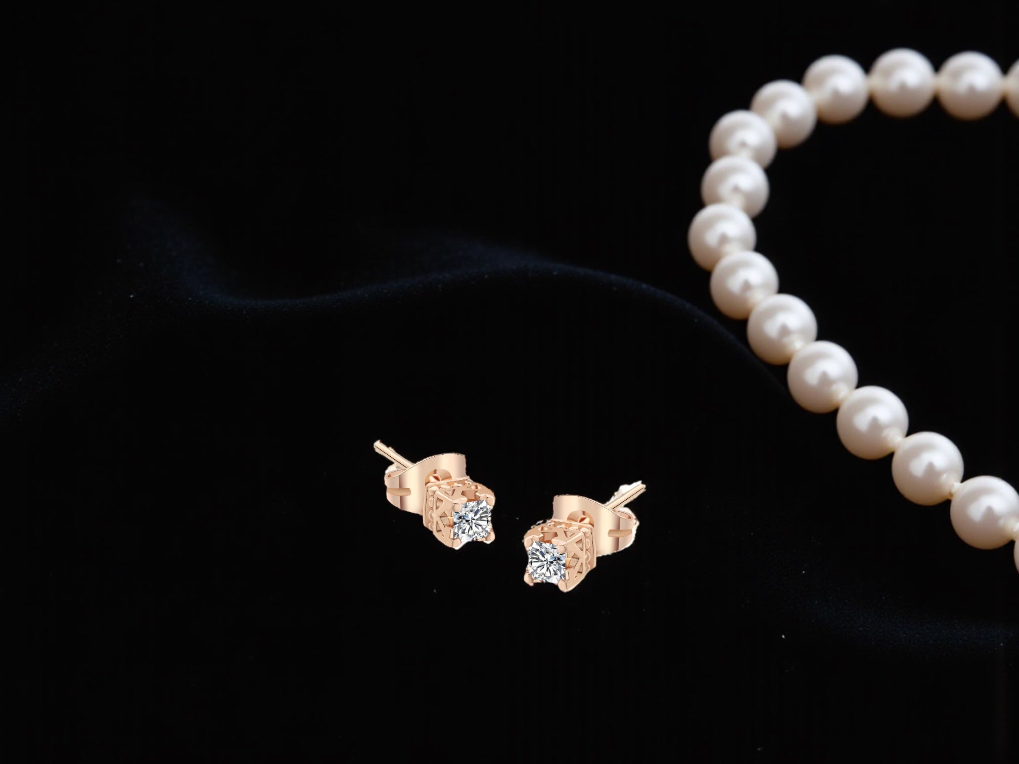 "Four-claw Stud Earrings Zircon Micro-inlaid White Gold Plated" - Beauty Visions