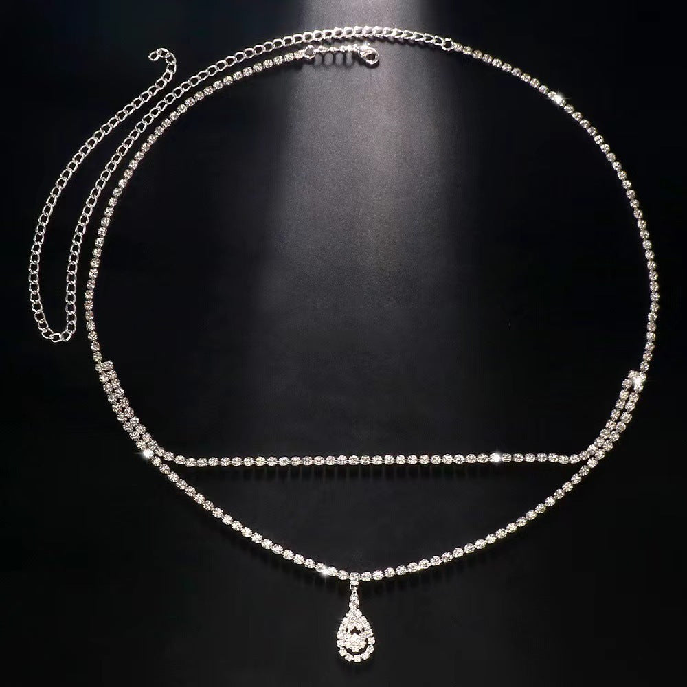 Mehrreihige Strass-Taillenkette – Body Chain in Gold oder Silber, verstellbar