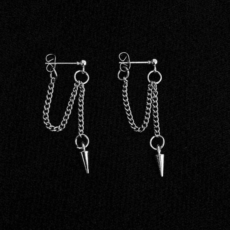 Long &amp; Simple Rivet Chain earrings in hip-hop style 