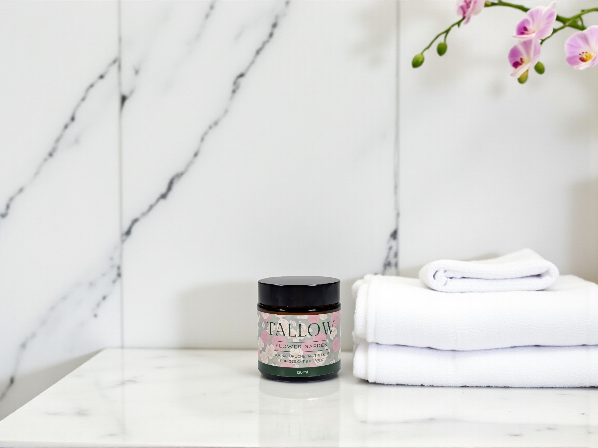 Tallow Care Cream “Flower Garden” 120 ml – rich balm with rose, jasmine &amp; sage aroma