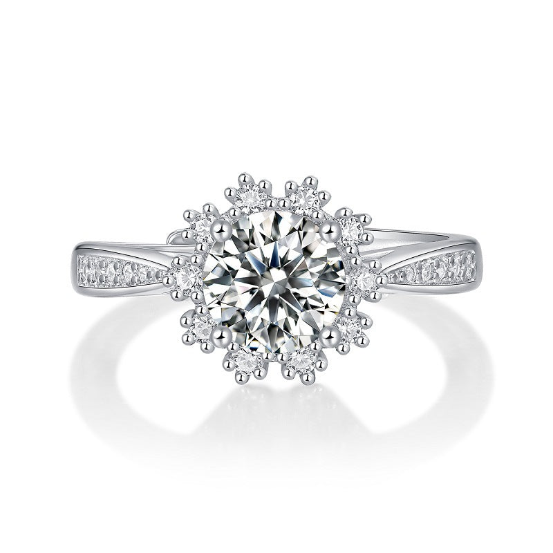 S925 Silberring »Ice & Snow« – verstellbarer Pavé-Cluster Damenring