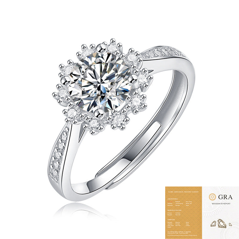 S925 Silberring »Ice & Snow« – verstellbarer Pavé-Cluster Damenring