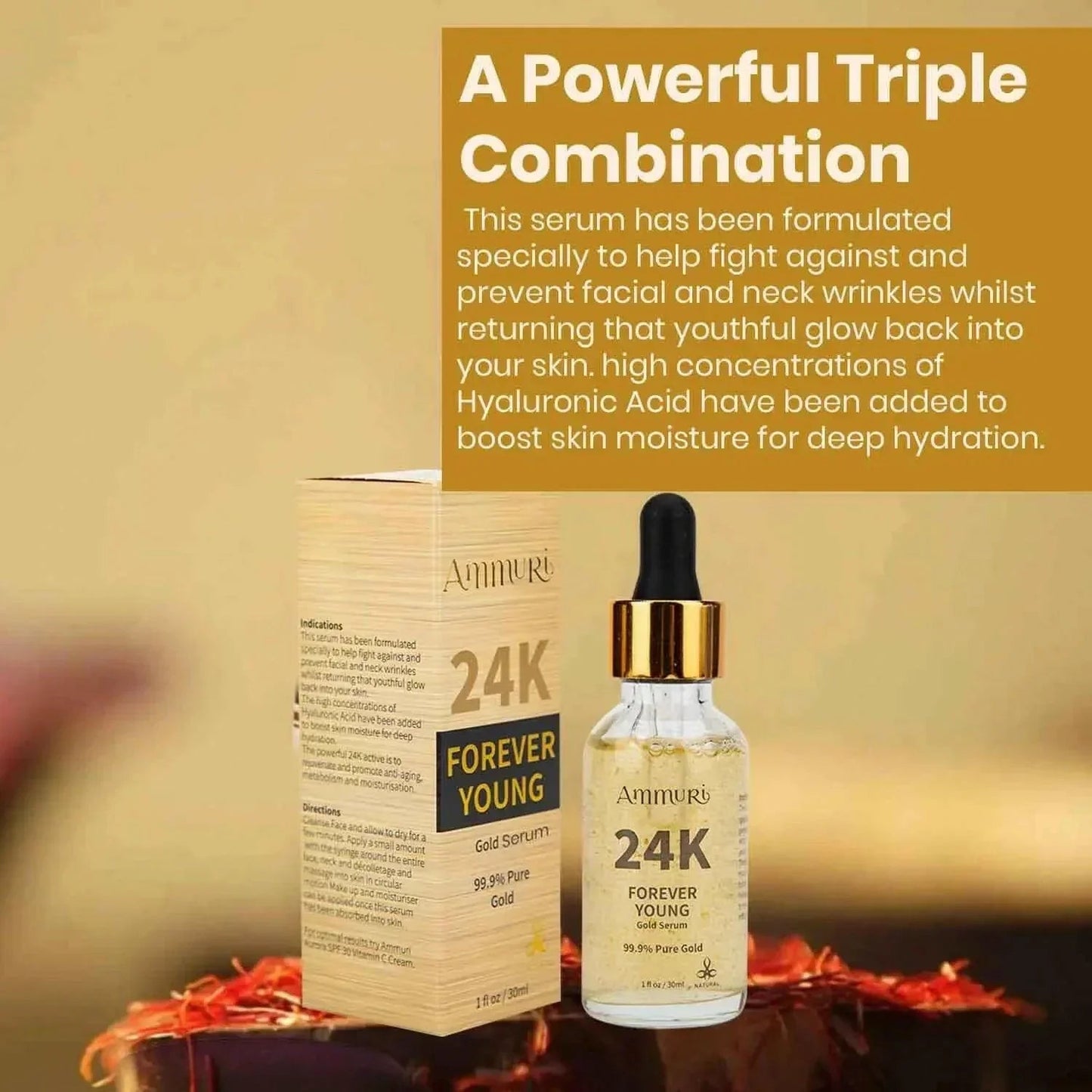 Ammuri 24K Gold Face Serum – Luxus Anti-Aging Pflege mit strahlendem Glow (30 ml)