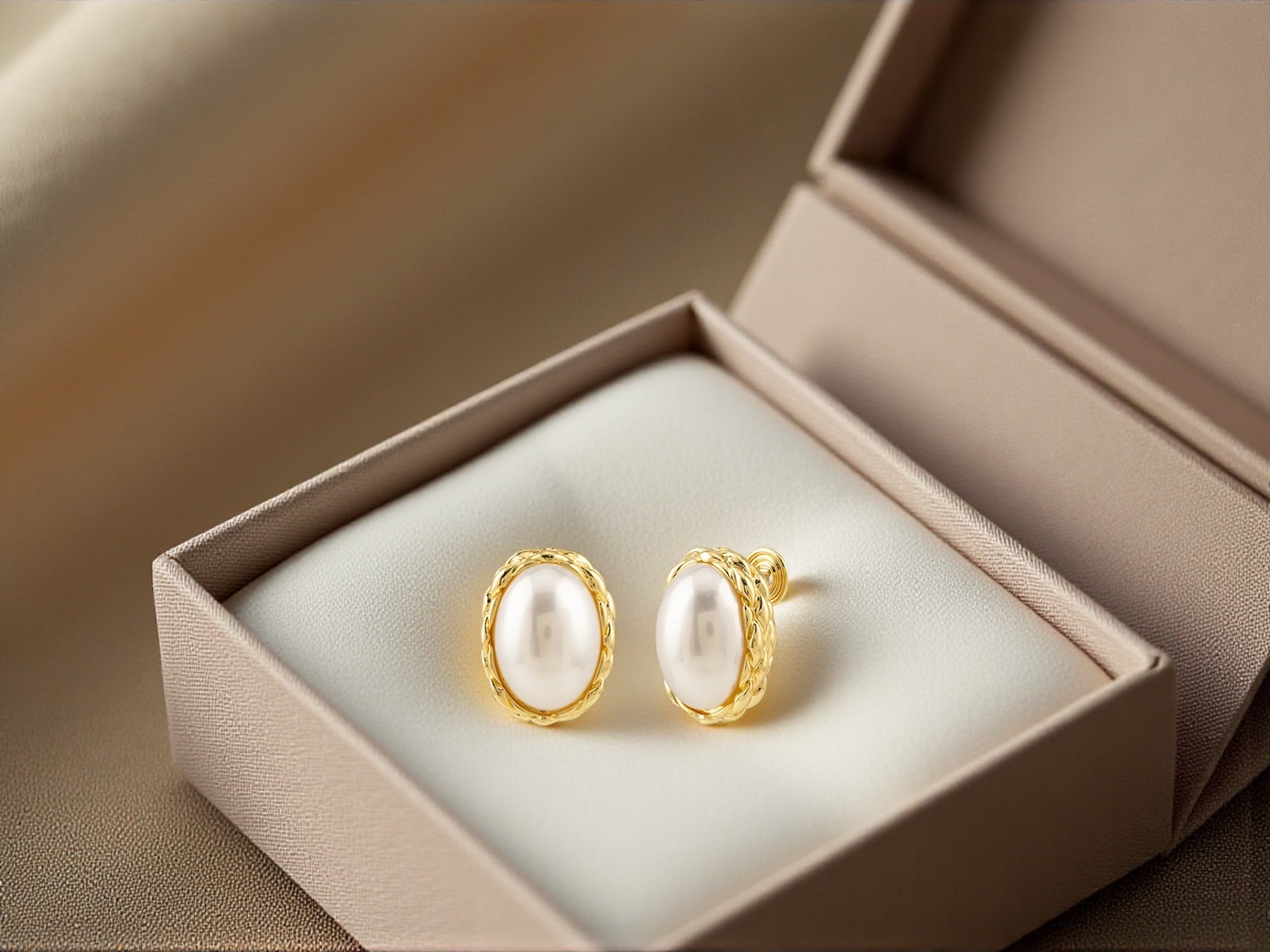 Simple Fashion Twist Oval Pearl Ohrclips