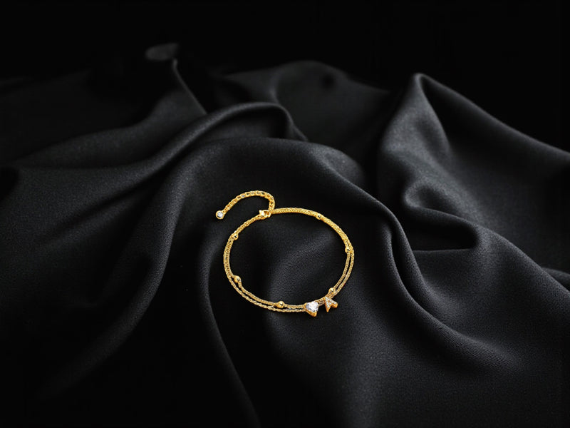 Initialen-Fußkette A–Z mit Herz-Zirkonia – doppellagig & verstellbar