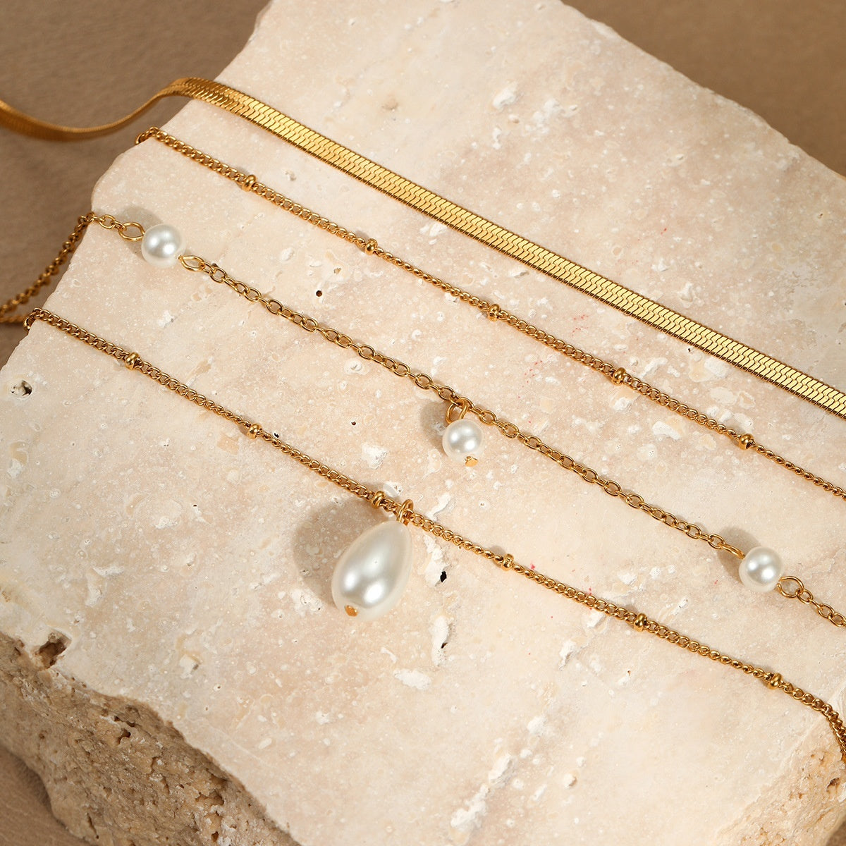 stylish layered necklace with pearl pendant-Beauty Visions 