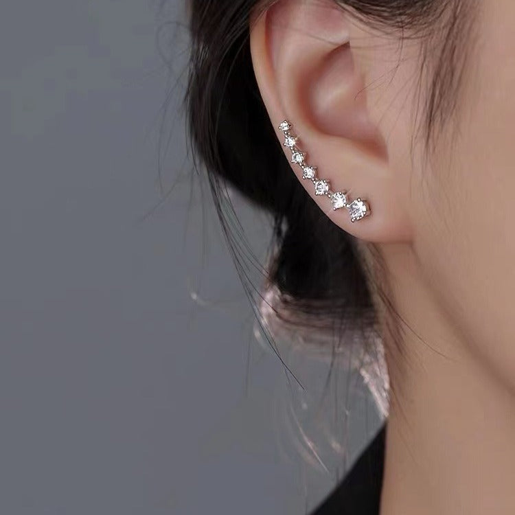 Ear-Climber Ohrringe „Linéa“ – Zirkonia | 925er Silberstecker (Gold/Silber)