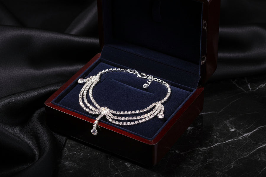 Women’s Trendy Rhinestone Multi-layer Anklet – Mehrlagiges Fußkettchen mit Strass