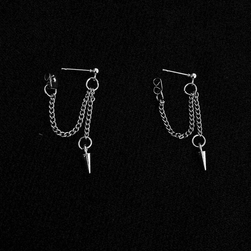 Long &amp; Simple Rivet Chain earrings in hip-hop style 