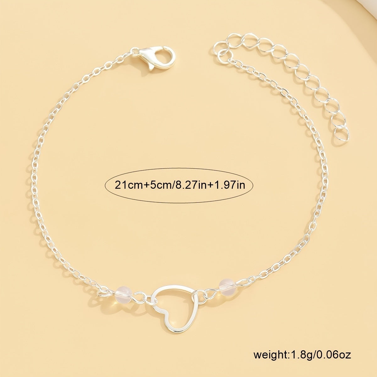 Verstellbares Herz-Fußkettchen – zarte Anklet in Gold/Silber, minimalistisch & sommerlich