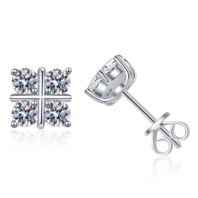 Kreuz-Ohrstecker mit Moissanit | Platin veredelt | Beauty Visions