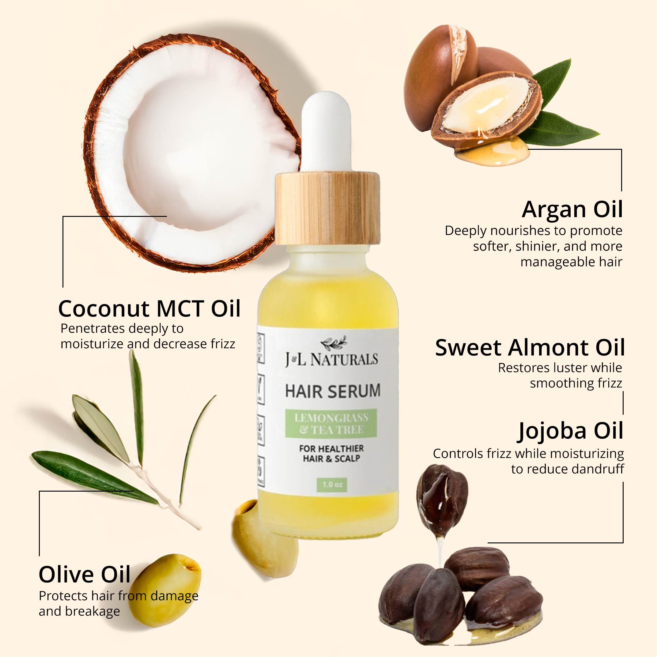 Premium Hair Serum 30 ml – Natural care for hair growth, moisture &amp; strength